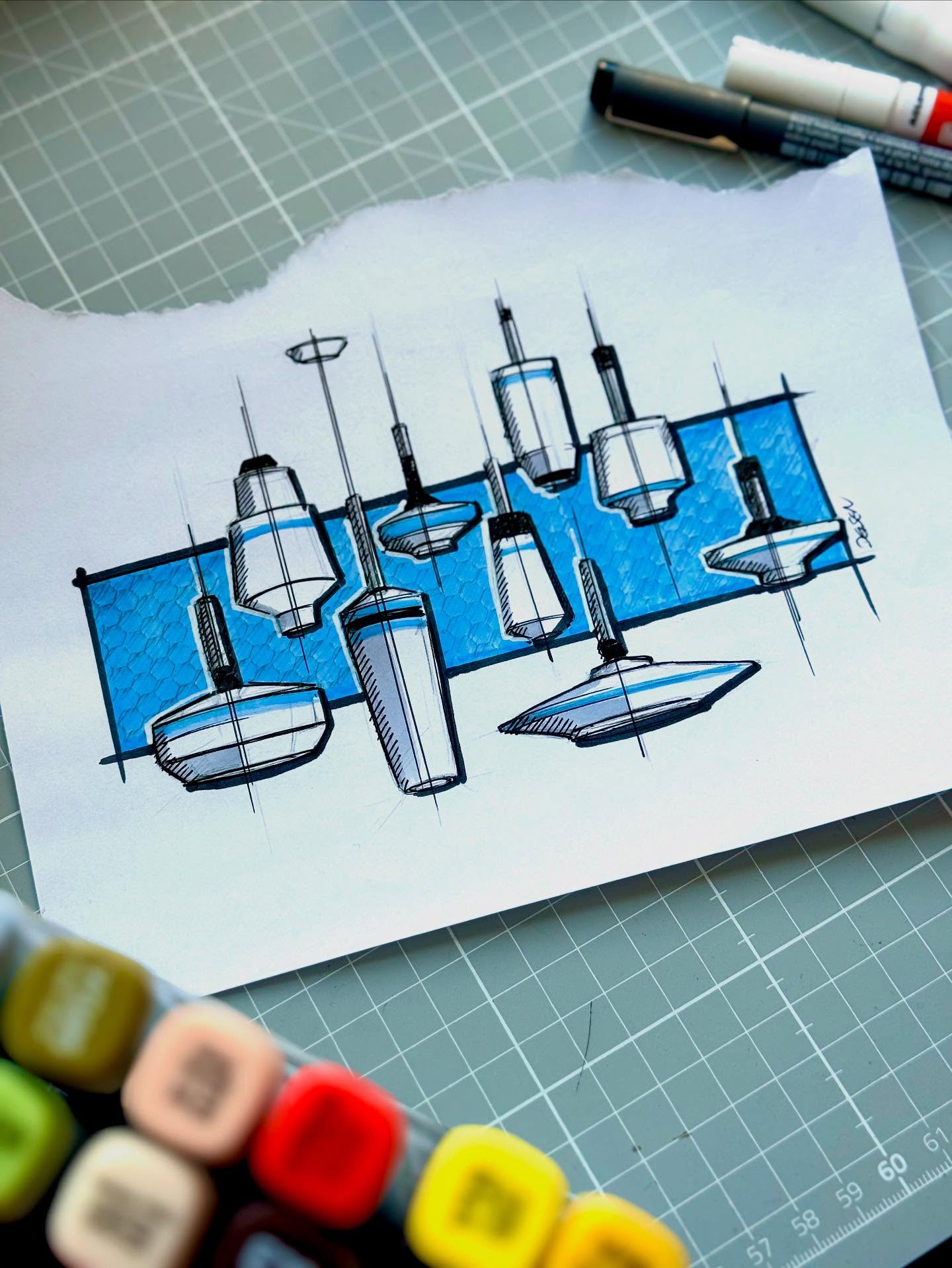 Blue lamp concept studies by Evamaria Deisen