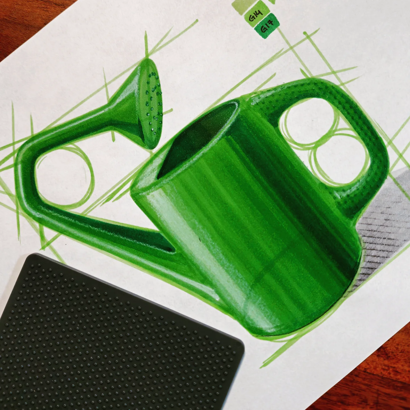 Green watering can by Dr. Kanvar Nayer