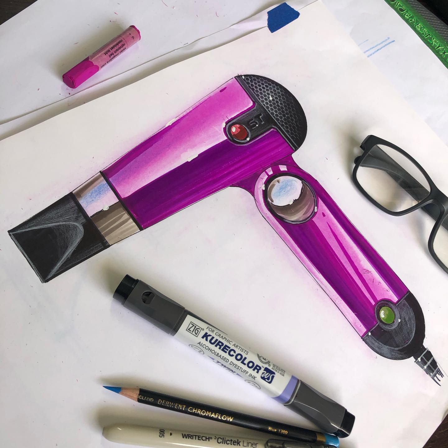 Purple hairdryer study. From Sketch Academy classes