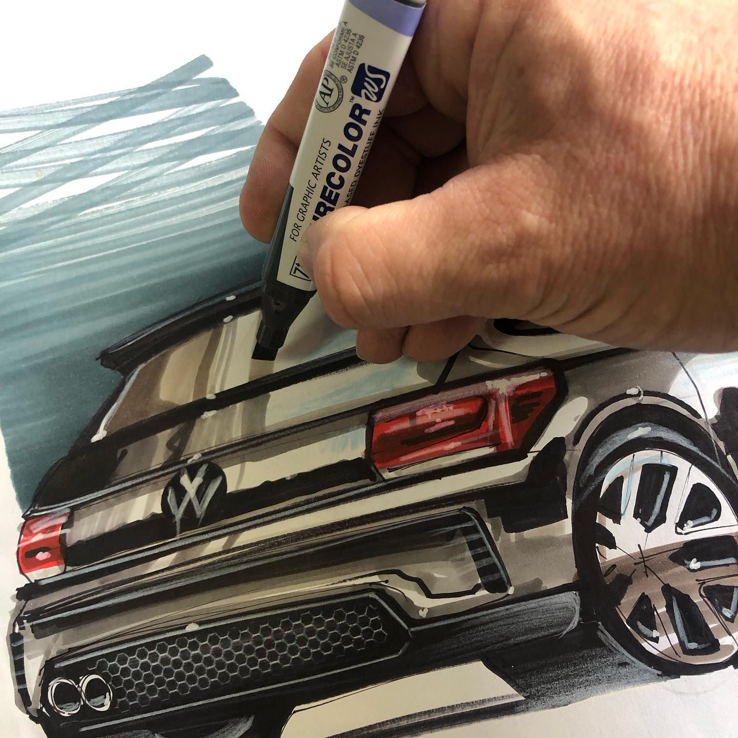 Volkswagen sketch detail. From Sketch Academy classes