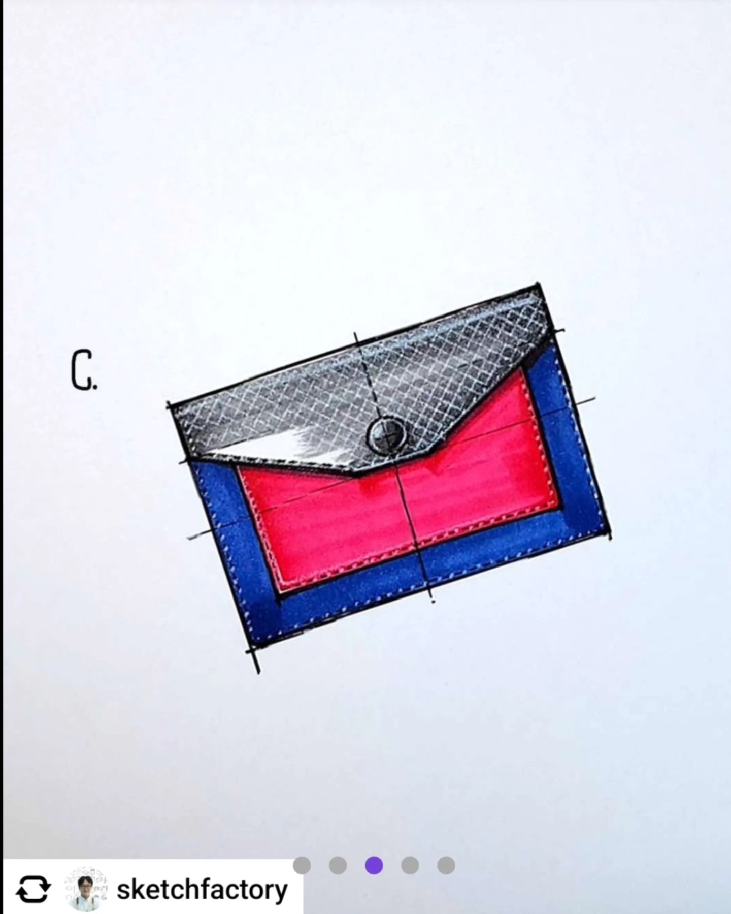 Red and blue wallet with a textured flap by Jeongmo Han