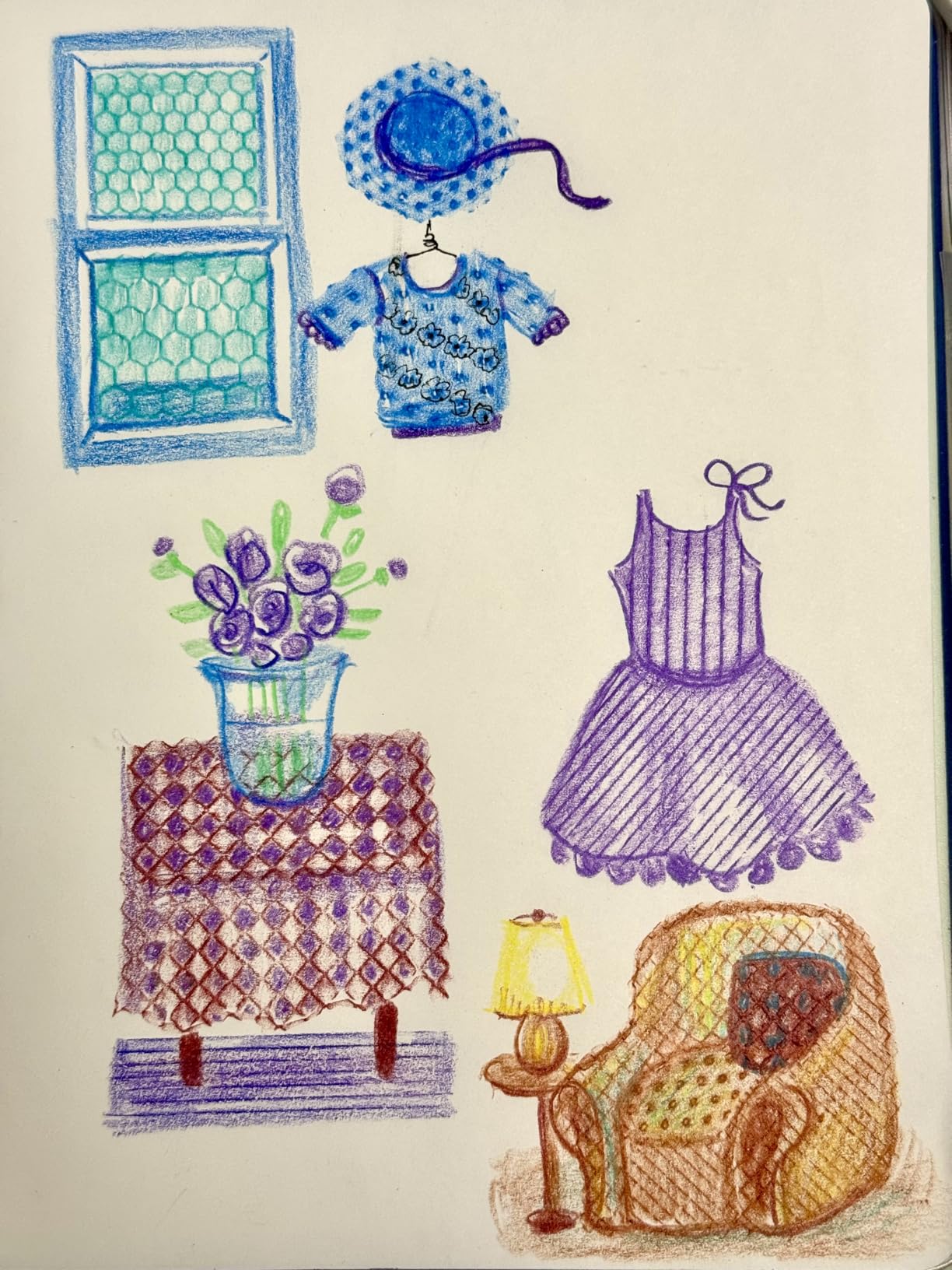 Docusync’s coloured-pencil drawings of clothes and furniture with SketchTiles textures